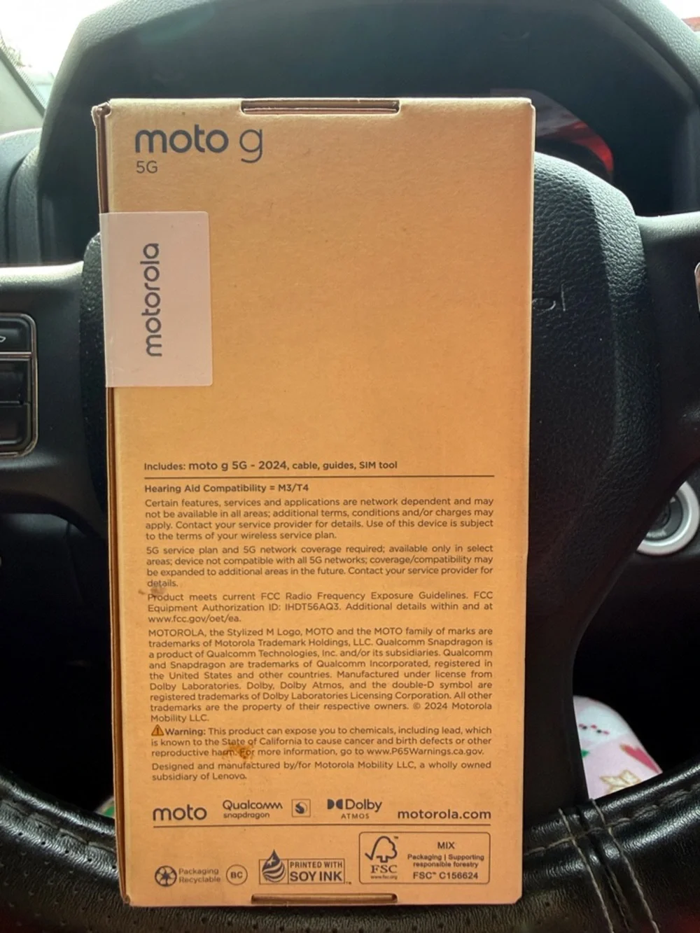 Motorola moto g 5G Tan Box with Black Logo